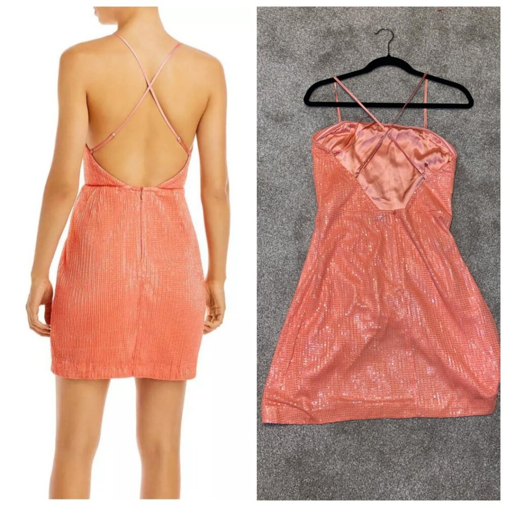 Ramy Brook Womens Richie Orange Sequined Cocktail and Party Dress - Picture 2 of 8
